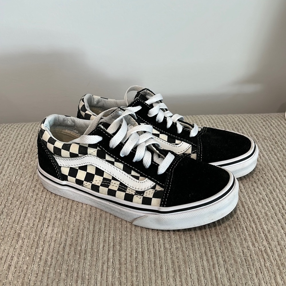 Lightly used checkered kids vans